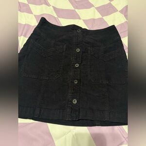 Free People Black Corduroy Button-Front Mini Skirt - Size 2 - Western Boho